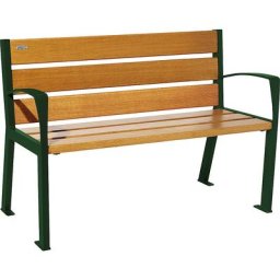 PROCITY Banc en bois SILAOS® avec dossier, hauteur 866 mm, longueur 1200 mm, vert mousse, façon chêne clair