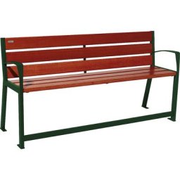 PROCITY Banc SILAOS® en bois, avec dossier, pour personnes âgées, longueur 1800 mm, vert mousse, acajou