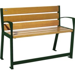 PROCITY Banc SILAOS® en bois, avec dossier, pour personnes âgées, longueur 1200 mm, vert mousse, façon chêne clair