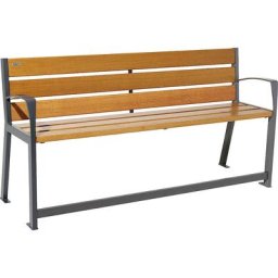 PROCITY Banc SILAOS® en bois, avec dossier, pour personnes âgées, longueur 1800 mm, noir graphite, façon chêne clair