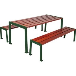 PROCITY Ensemble table et bancs Silaos®, longueur 1800 mm, vert / acajou