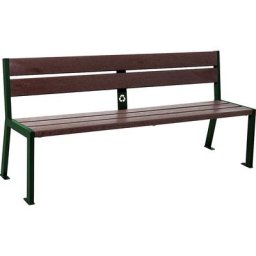 PROCITY Banc SILAOS® en plastique recyclé, avec dossier, vert mousse RAL 6005, marron, 5 lames d'assise et de dossier