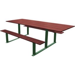 PROCITY Ensemble bancs et table RIGA, longueur 2000 mm, vert / acajou