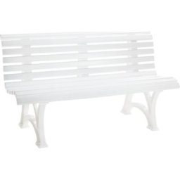 Banc d'extérieur en plastique, à 13 lames, largeur 1500 mm, blanc
