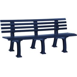 Banc d'extérieur en plastique, à 9 lames, largeur 2000 mm, bleu acier
