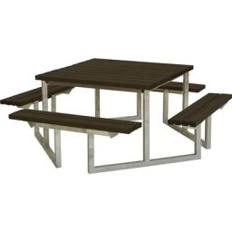 Ensemble banc et table pour 8 personnes, bois de conifères certifié, noir