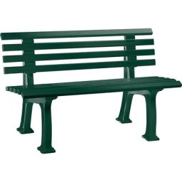 Banc d'extérieur en plastique, à 9 lames, largeur 1200 mm, vert mousse