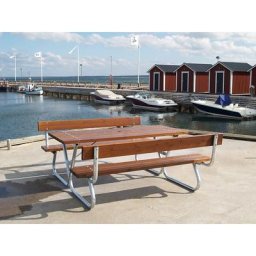 Ensemble bancs et table brun miel, L x p h.t. 1800 x 1800 mm, avec dossier