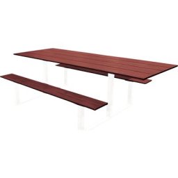 PROCITY Ensemble bancs et table RIGA, longueur 2000 mm, blanc / acajou