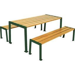 PROCITY Ensemble table et bancs Silaos®, longueur 1800 mm, vert / chêne clair
