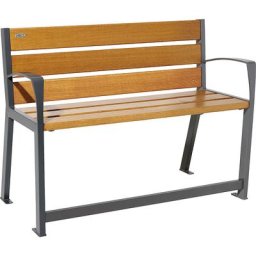 PROCITY Banc SILAOS® en bois, avec dossier, pour personnes âgées, longueur 1200 mm, noir graphite, façon chêne clair