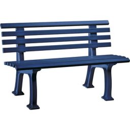 Banc d'extérieur en plastique, à 9 lames, largeur 1200 mm, bleu acier