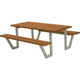 Ensemble banc et table pour 6 personnes, bois de conifères certifié, teck