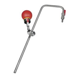 Pompe en inox pour solvants à actionnement manuel, avec coude d'écoulement, 10 l/min