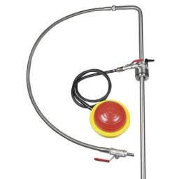 Pompe en inox pour solvants, actionnée par soufflet, avec tuyau d'écoulement et robinet, 20 l/min