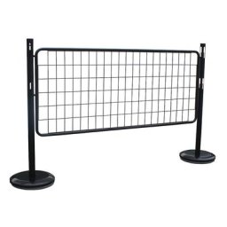 Kit de potelets de délimitation avec grille, 2 potelets, 1 grille, noir