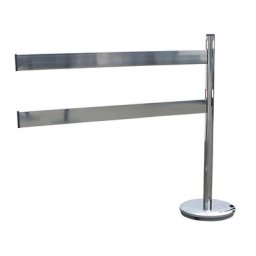 Kit de potelets de délimitation avec planches, 1 potelet, 2 planches, inox / chromé