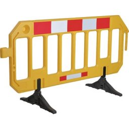 Barrière de sécurité en polyéthylène HD avec film rétro-réfléchissant, sans flèches directionnelles, jaune / rouge, 5 pièces et +