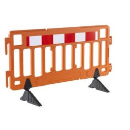 Barrière de sécurité en plastique, longueur 2 m, orange, 5 pièces et +
