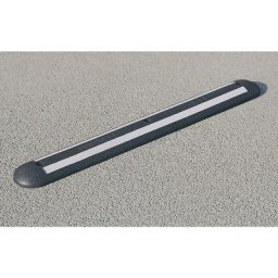 Barre de délimitation en caoutchouc recyclé, blanc réfléchissant, L x l x h 1200 x 150 x 45 mm, noir