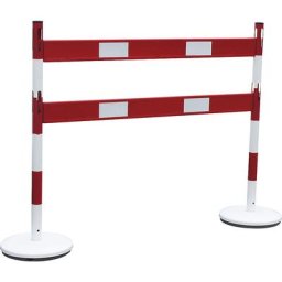 Kit de potelets de délimitation avec planches, 2 potelets, 2 planches, rouge / blanc