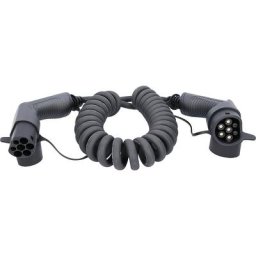 Câble de chargement spiralé efuturo, connecteur de type 2 à type 2, 3 phases, jusqu'à 11 kW, longueur câble déployé 5 m