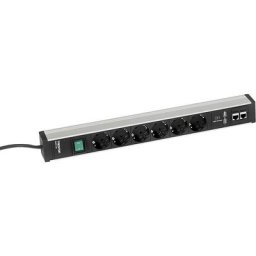Treston Bloc multiprise pour postes de travail, 6 prises, interrupteur, 2 raccords USB, 2 x CAT6A, longueur 468 mm