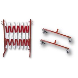 Barrière extensible, avec 2 pieds munis de roulettes, réfléchissant, rouge / blanc, longueur max. 4000 mm