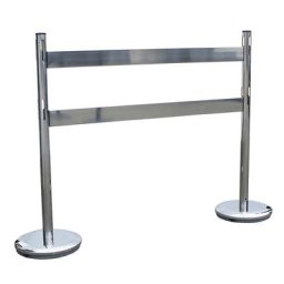 Kit de potelets de délimitation avec planches, 2 potelets, 2 planches, inox / chromé