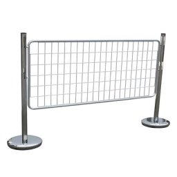Kit de potelets de délimitation avec grille, 2 potelets, 1 grille, galvanisé / chromé