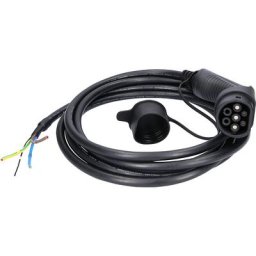 Câble de chargement efuturo droit, extrémité ouverte, vers type 2, avec raccord pour boîte murale, 1 phase, 5 m, jusqu'à 7,4 kW