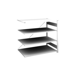 hofe Rayonnage bas emboîtable, gris clair, hauteur 1200 mm, 4 tablettes, rayonnage additionnel, profondeur tablettes 800 mm, charge max. / tablette 190 kg