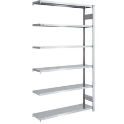 eurokraft pro Rayonnage emboîtable de stockage galvanisé, h x l 2500 x 1300 mm, avec 6 tablettes en acier, rayonnage additionnel, charge max. / tablette 180 kg, profondeur 400 mm