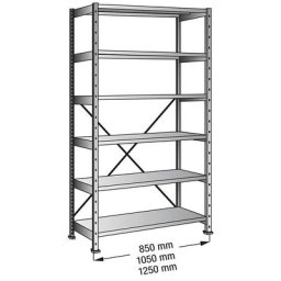 Rayonnage emboîtable CLEANA, rayonnage de base, largeur tablettes 1000 mm, 6 tablettes, profondeur tablettes 400 mm, charge max. / tablette 140 kg