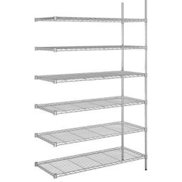 Rayonnage en fil d'acier chromé, charge max. par tablette 100 kg, l x p 1220 x 610 mm, rayonnage additionnel, hauteur 2180 mm, 6 tablettes