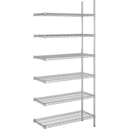 Rayonnage en fil d'acier chromé, charge max. admissible par tablette 150 kg, l x p 910 x 460 mm, rayonnage additionnel, hauteur 2180 mm, 6 tablettes