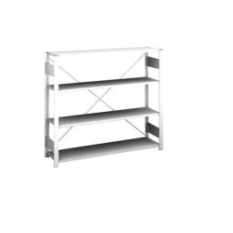 hofe Rayonnage bas emboîtable, gris clair, hauteur 1200 mm, 4 tablettes, rayonnage de base, profondeur tablettes 300 mm, charge max. / tablette 175 kg
