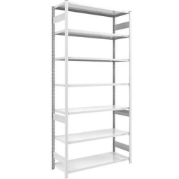 eurokraft pro Rayonnage emboîtable de stockage, gris, h x l 3000 x 1300 mm, avec 7 tablettes en acier, rayonnage de base, charge max. / tablette 240 kg, profondeur 600 mm