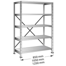 Rayonnage emboîtable CLEANA, rayonnage de base, largeur tablettes 1000 mm, 5 tablettes, profondeur tablettes 400 mm, charge max. / tablette 140 kg
