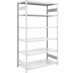 eurokraft pro Rayonnage emboîtable de stockage, gris, h x l 2500 x 1300 mm, avec 6 tablettes en acier, rayonnage de base, charge max. / tablette 190 kg, profondeur 800 mm