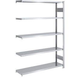 eurokraft pro Rayonnage emboîtable de stockage galvanisé, h x l 2000 x 1300 mm, avec 5 tablettes en acier, rayonnage additionnel, charge max. / tablette 215 kg, profondeur 400 mm