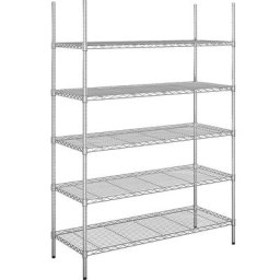 Rayonnage en fil d'acier chromé, charge max. par tablette 100 kg, l x p 1220 x 610 mm, rayonnage de base, hauteur 1880 mm, 5 tablettes