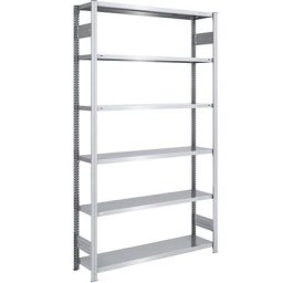 eurokraft pro Rayonnage emboîtable de stockage galvanisé, h x l 2500 x 1300 mm, avec 6 tablettes en acier, rayonnage de base, charge max. / tablette 180 kg, profondeur 400 mm