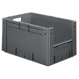 Bac gerbable normes Europe, capacité 60 l, L x l x h ext. 600 x 400 x 320 mm, lot de 2, gris