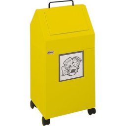 Collecteur de tri, capacité 45 l, l x h x p 320 x 710 x 310 mm, mobile, tôle d'acier, jaune RAL 1003