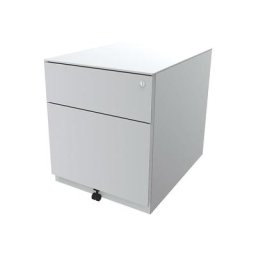BISLEY Caisson roulant Note™, avec 1 tiroir pour DS, 1 tiroir universel, h x l x p 502 x 420 x 565 mm, avec barre servant de poignée et plateau de finition, blanc trafic