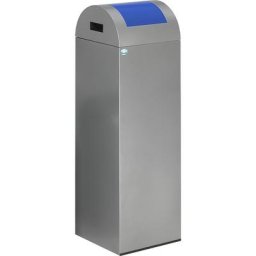 VAR Collecteur de tri auto-extinguible, capacité 89 l, l x h x p 320 x 1045 x 320 mm, argent, trappe bleue