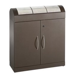 Collecteurs modulaires de tri des déchets, capacité 3 x 45 l, h x l x p 975 x 860 x 320 mm, corps brun gris, trappes en inox