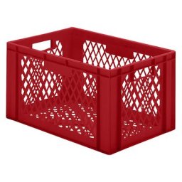 Bac gerbable normes Europe à parois et fonds ajourés, L x l x h 600 x 400 x 320 mm, rouge, lot de 5