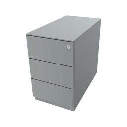 BISLEY Caisson roulant Note™, avec 3 tiroirs universels, h x l x p 502 x 300 x 565 mm, avec barre servant de poignée et plateau de finition, argent